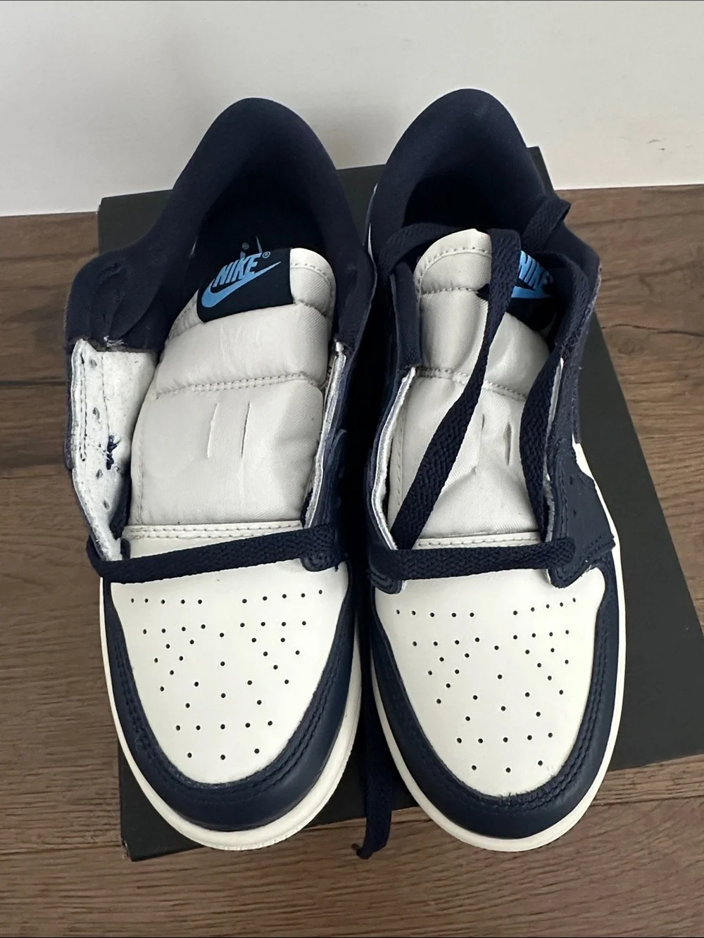 Nike Kids Air Jordan 1 Low - White, Navy & Light Blue